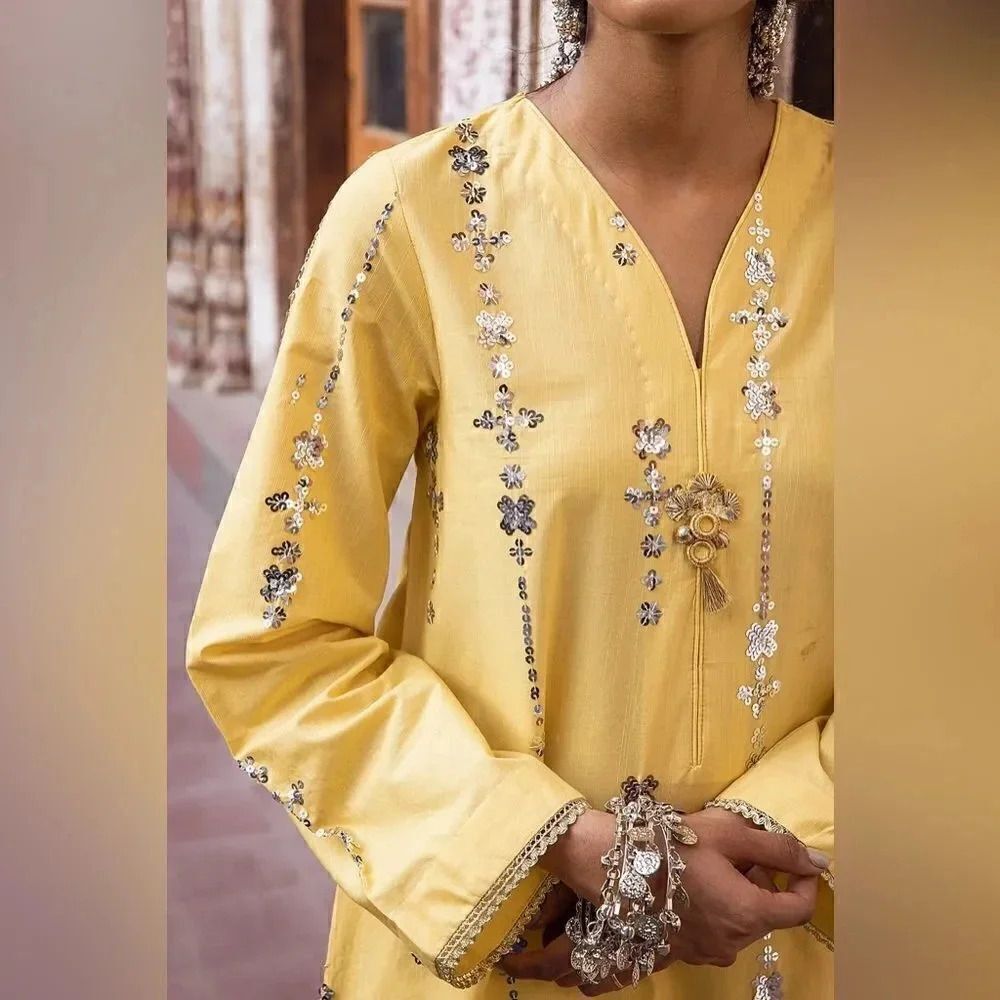 ETHNC PK PAKISTANI DESIGNER EMBROIDERED SHIRT KURTA - Picture 5 of 10